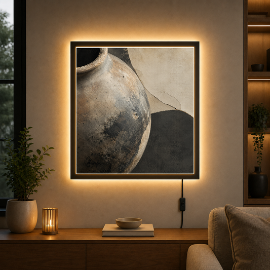 Weathered Vessel in Stillness – Patina speaks louder than perfection – Photo Frame Wall Lamp - Artofied